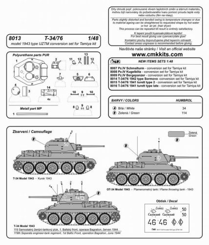 CMK - T-34/76 Model 1943 Type Uztm for Tamiya