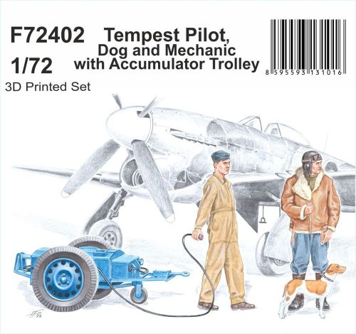 CMK - Tempest Pilot, Dog and Mechanic with Accumulator Trolley 1/72