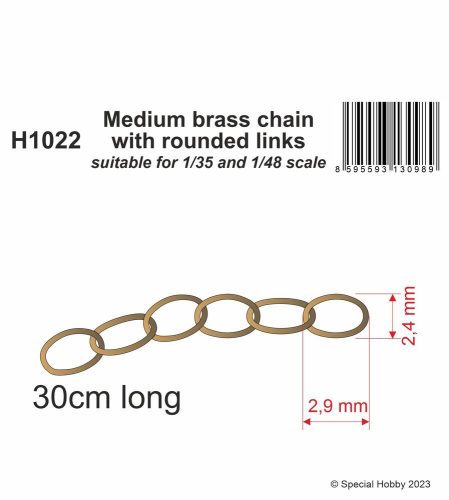 CMK - Medium brass chain with rounded links - suitable for 1/35 and 1/48 scale