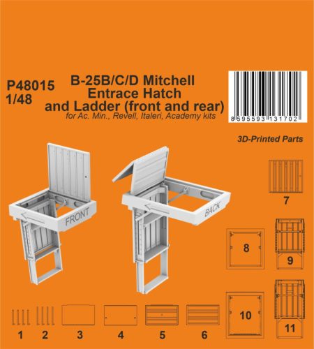 CMK - 1/48 B-25B/C/D Mitchell Entrace Hatch and Ladder (front and rear) / for Ac. Min., Revell, Italeri, A