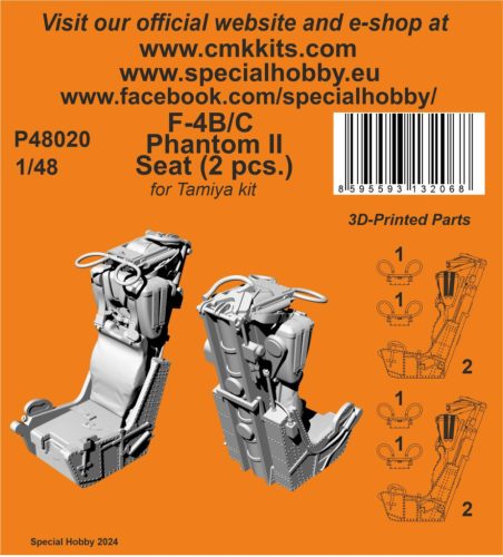 CMK - 1/48 F-4B Phantom Seat (2 pcs.) for Tamiya kit