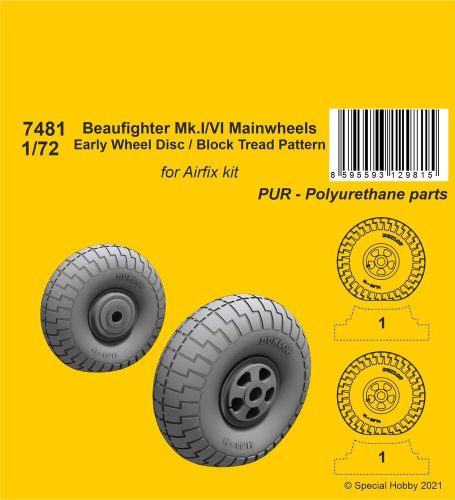 CMK - Beaufighter Mk.I/VI Mainwheels - Early Wheel Disk / Block Tread Pattern