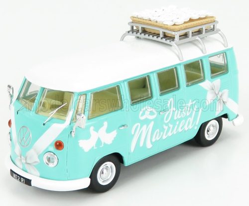 Corgi - VOLKSWAGEN T1 MINIBUS JUST MARRIED 1961 LIGHT BLUE WHITE