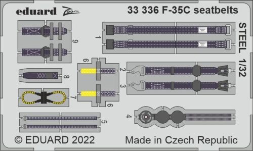 Eduard - F-35C seatbelts STEEL for TRUMPETER