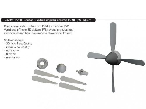 Eduard - P-51D Hamilton Standard propeller uncuffed PRINT 1/72 recommended for EDUARD