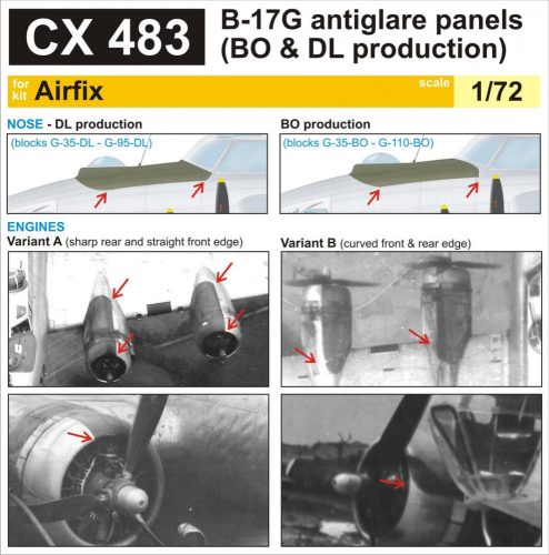 Eduard - B-17G antiglare panels(BO&DL produktion) for Airfix