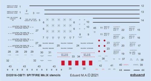 Eduard - Spitfire Mk.Ix Stencils For Tamiya/Revell