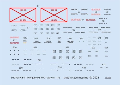 Eduard - Mosquito FB Mk.II stencils 1/32 for TAMIYA