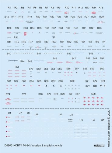 Eduard - Mi-24V stencils Russian & English for Zvezda