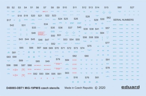 Eduard - MiG-19 stencils Czech for Eduard