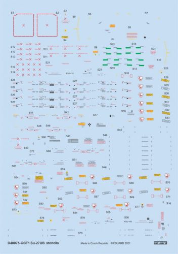 Eduard - Su-27UB stencils 1/48 for ACADEMY/KITTY HAWK/GWH