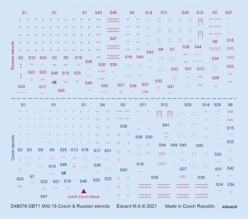 Eduard - MiG-15 Czech & Russian stencils for BRONCO