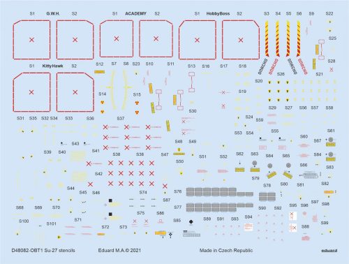 Eduard - Su-27 stencils for ACADEMY/KITTY HAWK/HOBBY BOSS/GWH