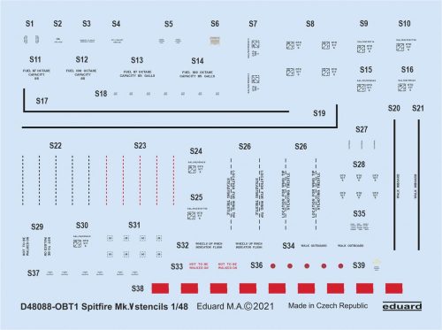 Eduard - Spitfire Mk.V stencils for EDUARD