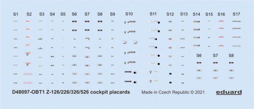 Eduard - Z-126/226/326/526 Cockpit Placards 1/48 Eduard