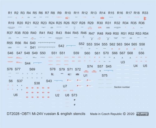 Eduard - Mi-24V stencils Russian & English for Zvezda