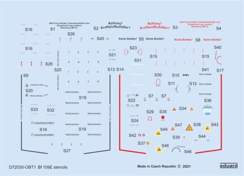 Eduard - Bf 109E stencils for SPECIAL HOBBY/TAMIYA/AIRFIX