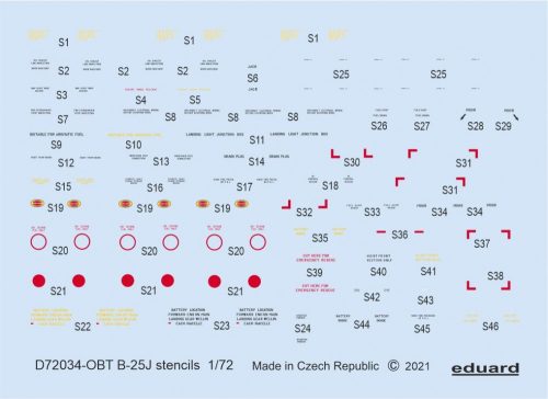 Eduard - B-25J stencils 1/72 for HASEGAWA/REVELL