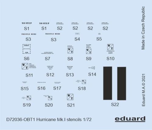 Eduard - Hurricane Mk.I stencils for ARMA HOBBY/REVELL/AIRFIX