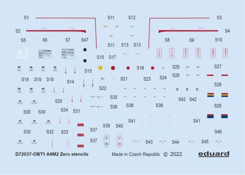 Eduard - A6M2 Stencils For Tamiya/Airfix/Hasegawa