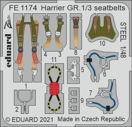 Eduard - Harrier GR.1/3 seatbelts STEEL for KINETIC