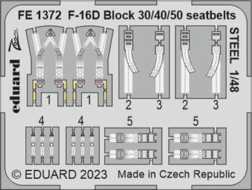 Eduard - F-16D Block 30/40/50 seatbelts STEEL 1/48 KINETIC