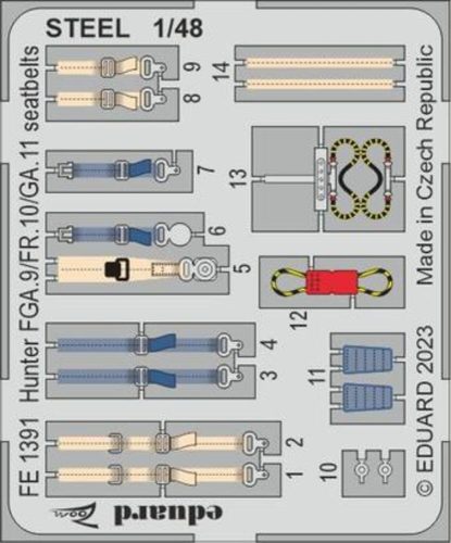 Eduard - Hunter FGA.9/FR.10/GA.11 seatbelts STEEL  1/48 AIRFIX