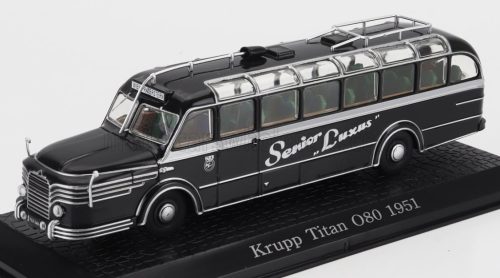 Edicola - KRUPP O80 TITAN AUTOBUS SENIOR LUXUS 1951 - DAMAGE DISPLAY BOX BLACK SILVER