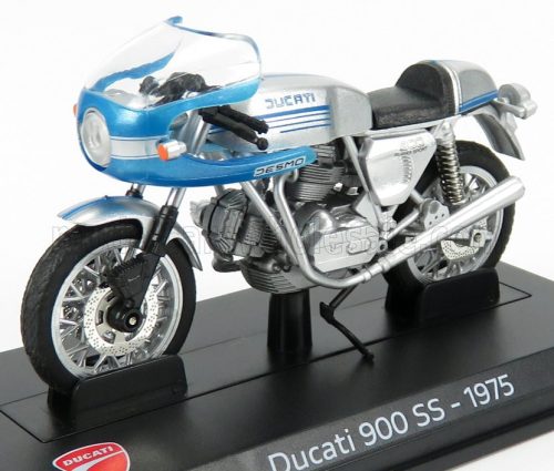 Edicola - DUCATI 900SS 1975 - DAMAGE DISPLAY BOX SILVER BLUE