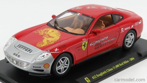 Edicola - Ferrari 612 Scaglietti Tour China 15.000 Red Miles 2004 - Con Vetrina - With Showcase Red Silver