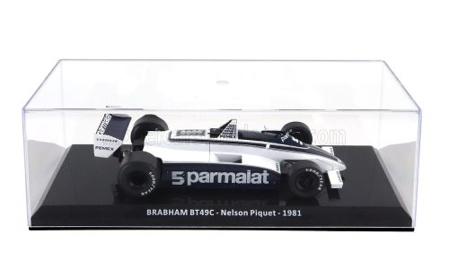 Edicola - BRABHAM F1  BT49C PARMALAT RACING TEAM N 5 WORLD CHAMPION SEASON 1981 NELSON PIQUET - CON VETRINA - WITH SHOWCASE WHITE BLUE