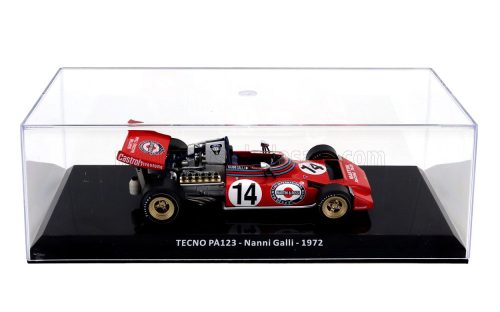 Edicola - TECNO F1  PA123 TEAM MARTINI RACING N 14 SEASON 1972 NANNI GALLI - CON VETRINA - WITH SHOWCASE RED