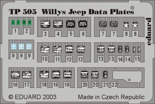 Eduard - Willys Jeep Data plates