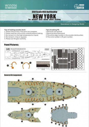 Flyhawk - USS Battleship New York Wooden Deck Shield Photo EtchingFor Trumpeter 05339 W Pe