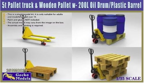 Gecko Models - 5t Pallet truck&Wooden Pallet w/200L Oil Drum Pl.