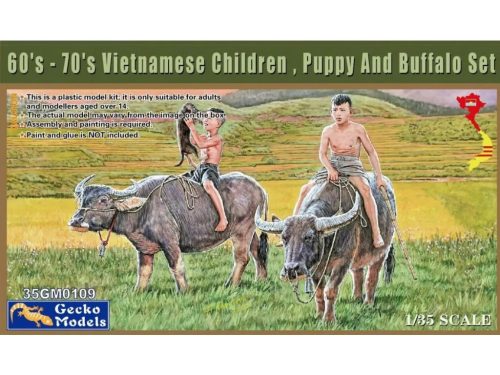 Gecko Models - 60's-70's Vietnamese Children, Puppy & Buffalo Set