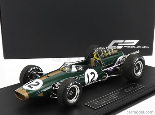 Gp-Replicas - Brabham F1 Bt19 N 12 Winner French Gp Jack Brabham 1966 World Champion - Con Vetrina - With Showcase Green Gold