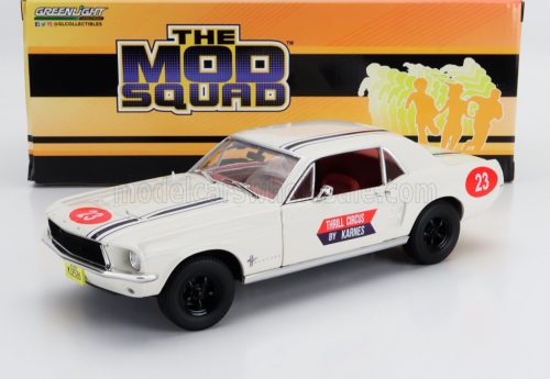 Greenlight - FORD USA MUSTANG COUPE N 23 THRILL CIRCUS BY KARNES 1967 - THE MOD SQUAD WHITE