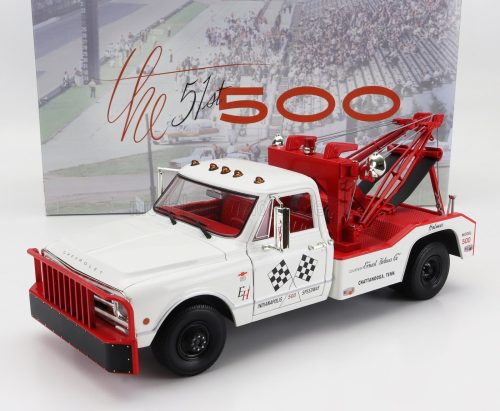 Greenlight - CHEVROLET C-30 TRUCK PICK-UP DUALLY WRECKER 1967 - CARRO ATTREZZI - OFFICIAL COURTESY TRUCK 51st 500 MILE RACE INDIANAPOLIS CREAM RED