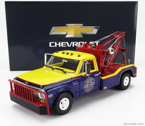 Greenlight - Chevrolet C-30 Truck 1969 - Carro Attrezzi - Wrecker Road Chevrolet Super Service Blue Yellow