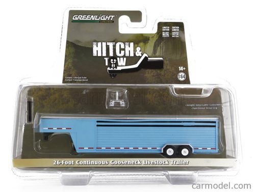 Greenlight - Trailer Rimorchio 26 Foot Livestock 2-Assi 2000 Light Blue