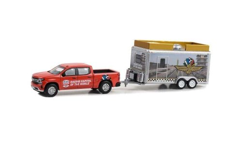 Greenlight - 1:64 Chevrolet Silverado and Indianapolis Motor Speedway Trailer 2023 (Hobby Exclusive) - Hitch & Tow - GREENLIGHT