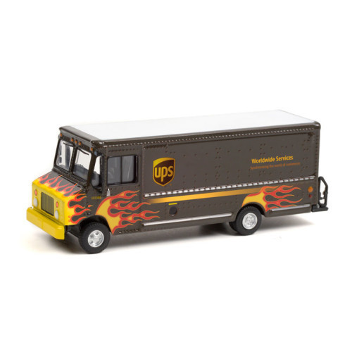 GREENLIGHT - H.D. Trucks Series 21 - 2019 Package Car - United Parcel Service (UPS) Worldwide Services with Flames Solid Pack