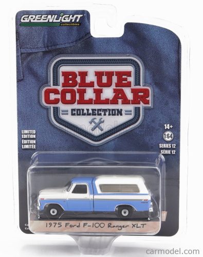 Greenlight - Ford Usa F-100 Pick-Up Closed Ranger Xlt 1975 Light Blue White