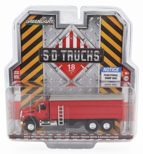 Greenlight - INTERNATIONAL WORKSTAR TRUCK WITH CANVAS COVER 3-ASSI 2022 RED