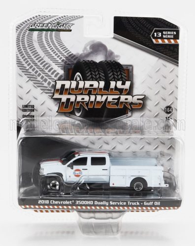 Greenlight - CHEVROLET 3500HD DOUBLE CABINE PICK-UP GULF OIL SERVICE 2018 LIGHT BLUE