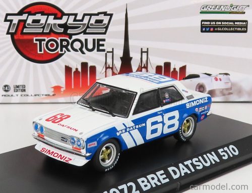 Greenlight - Datsun 510 Bre N 68 Racing 1972 P.Gregg White Blue