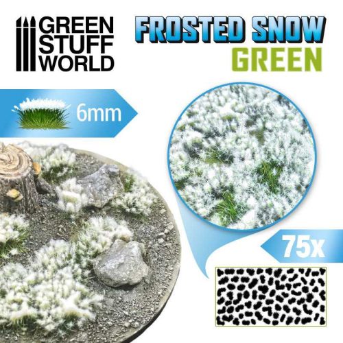 Green Stuff World - Shrubs TUFTS - 6mm self-adhesive - FROSTED SNOW - GREEN (75 pcs.)