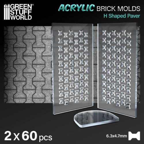 Green Stuff World - Acrylic molds - H Shaped Paver (pack x2)