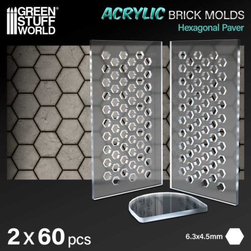 Green Stuff World - Acrylic molds - Hexagonal Paver (pack x2)